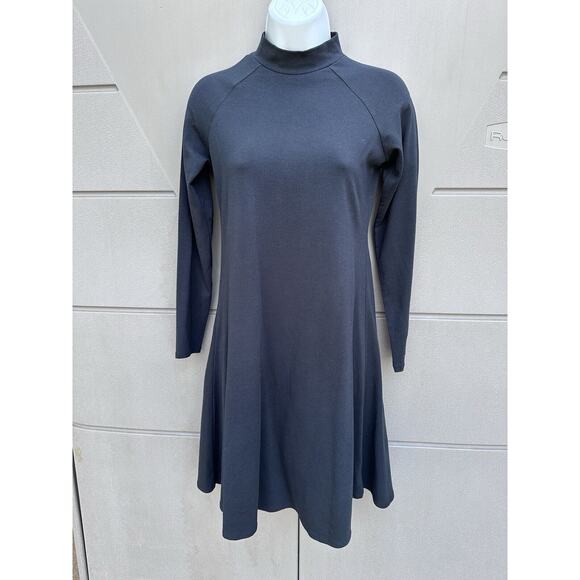 Alternative Apparel MockNeck Long Sleeve A-line Dress Stretch NEW Med Blue Modal - Picture 5 of 9